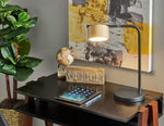 ROMAN lampe de table noir et bois 6106-01