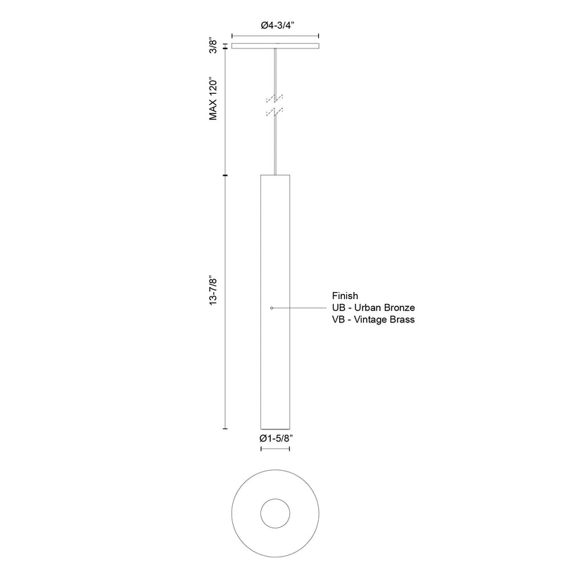 MASON luminaire suspension simple 1 5/8" PD90414