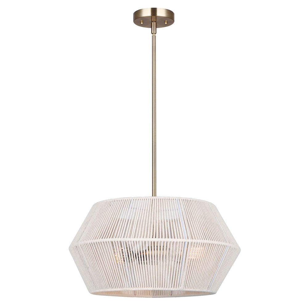 WILLOW luminaire suspendu doré et corde blanche ICH1120A04GD18 | Luminaire Plus.ca