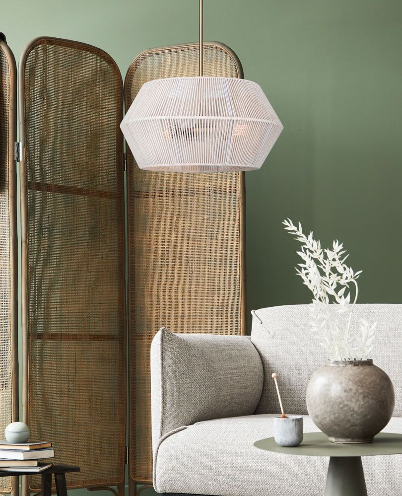 WILLOW luminaire suspendu doré et corde blanche ICH1120A04GD18 | Luminaire Plus.ca