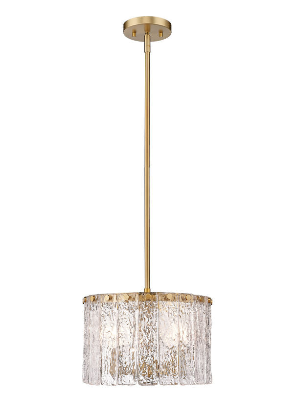 GLACIER luminaire suspension 12"D doré et verre taillé 1943P12-MGLD