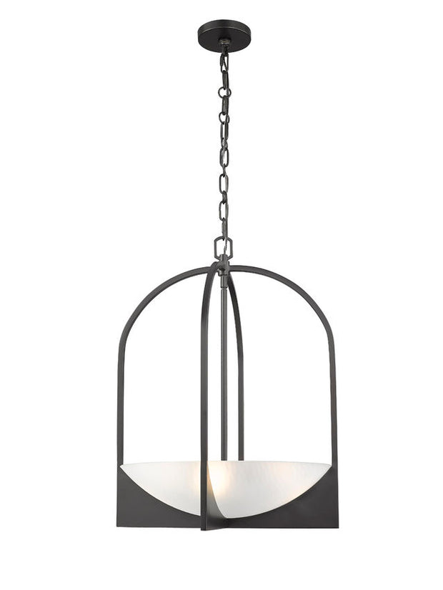 DEVON luminaire suspension 12"D noir et verre givré 1947-24MB