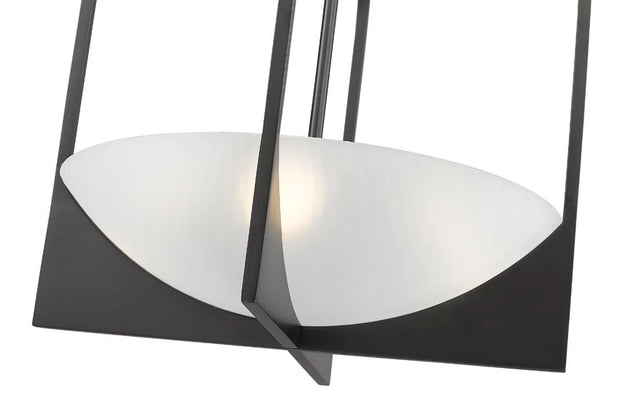 DEVON luminaire suspension 12"D noir et verre givré 1947-24MB