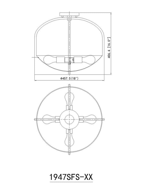 DEVON luminaire plafonnier 18" doré 1947SFS-MGLD