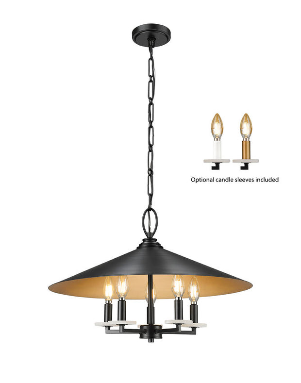 RIALTO luminaire suspendu noir 22"D 1953-22MB