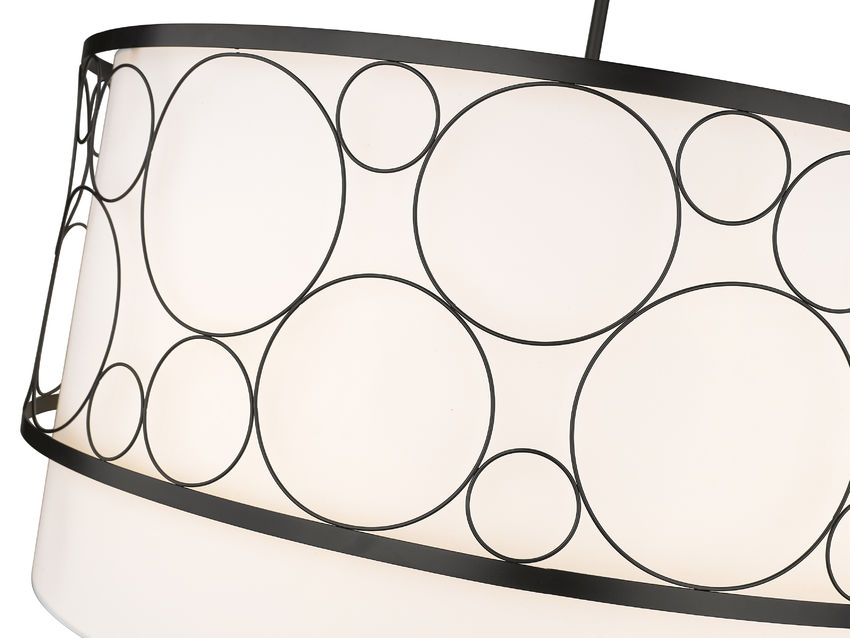 KENDALL luminaire suspendu rond métal noir et abat-jour blanc | Luminaire Plus.ca