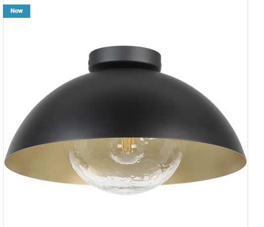 DYAL luminaire plafonnier noir et doré 14 5/8''D 205816A | Luminaire Plus.ca