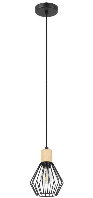 PALMORLA luminaire suspendu noir et bois 6