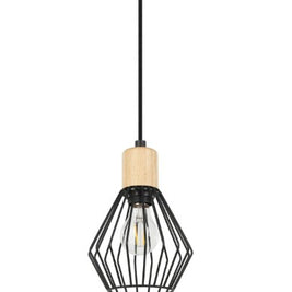 PALMORLA luminaire suspendu noir et bois 6