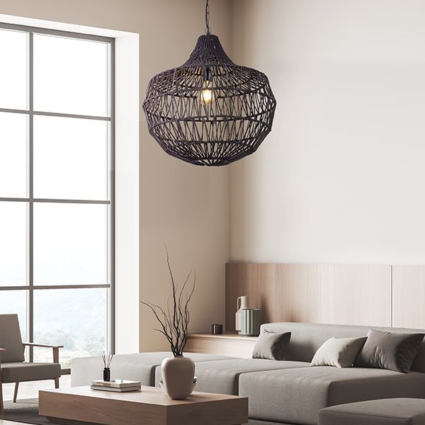 NEENA luminaire suspendu cordage noir IPL2075B01BK | Luminaire Plus.ca