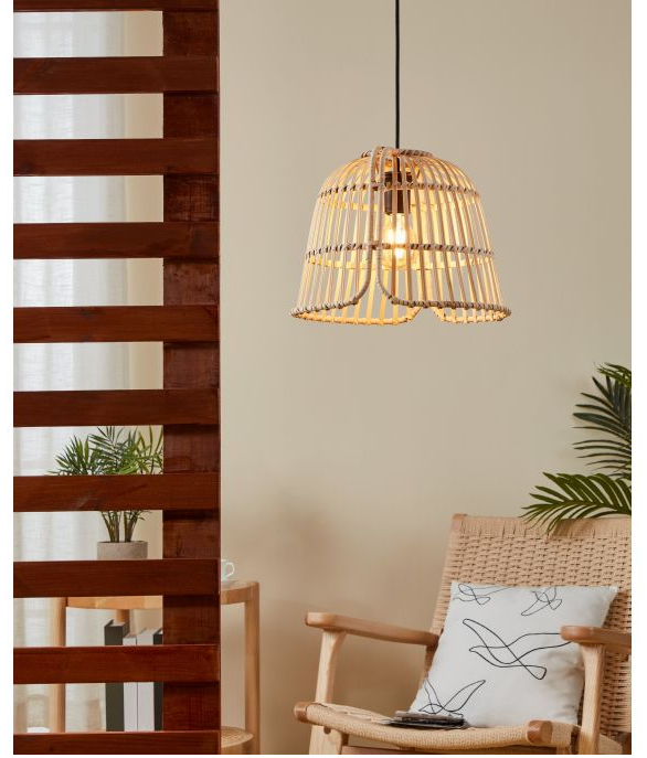 GLYNEATH luminaire suspendu noir et  bois 14 3/4'' 43873A| Luminaire Plus.ca