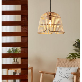 GLYNEATH luminaire suspendu noir et  bois 14 3/4'' 43873A| Luminaire Plus.ca