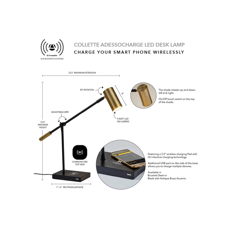 COLLETTE lampe de table métal LED | Luminaire Plus.ca