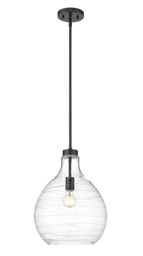BON AIR luminaire suspension 13"D noir et verre clair 496P13-MB