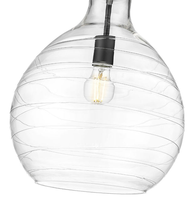 BON AIR luminaire suspension 13"D noir et verre clair 496P13-MB