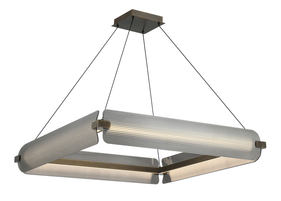 NEONESS Luminaire suspendu DEL laiton patiné et verres 34 1/4''L 50053