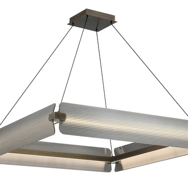 NEONESS Luminaire suspendu DEL laiton patiné et verres 34 1/4''L 50053