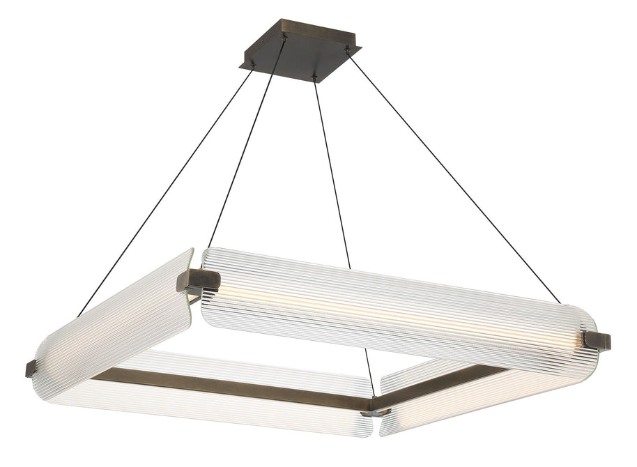 NEONESS Luminaire suspendu DEL laiton patiné et verres 34 1/4''L 50053