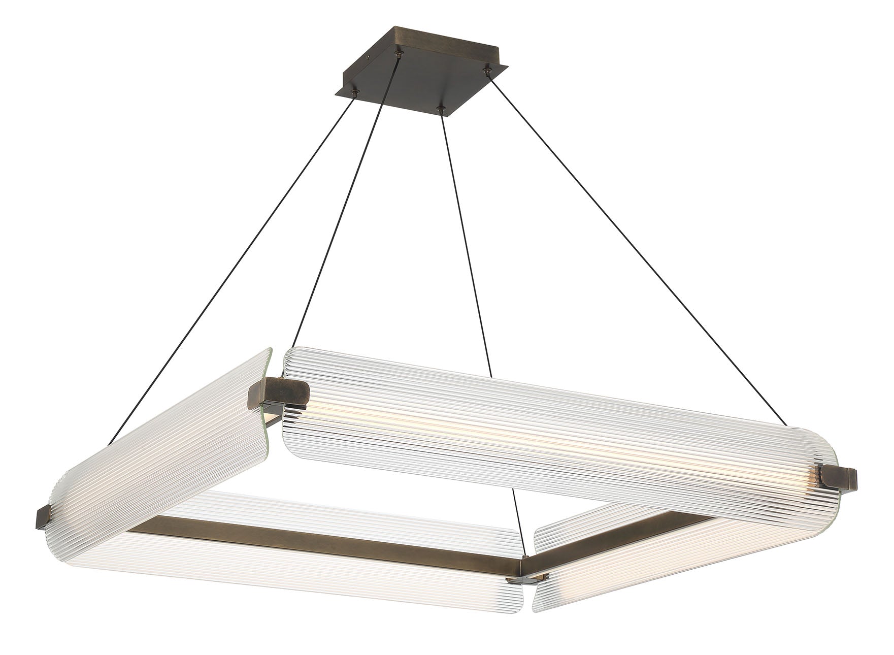 NEONESS Luminaire suspendu DEL laiton patiné et verres 34 1/4''L 50053