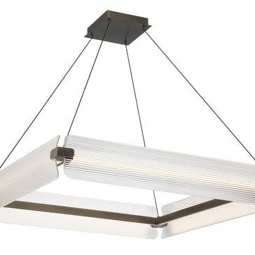 NEONESS Luminaire suspendu DEL laiton patiné et verres 34 1/4''L 50053