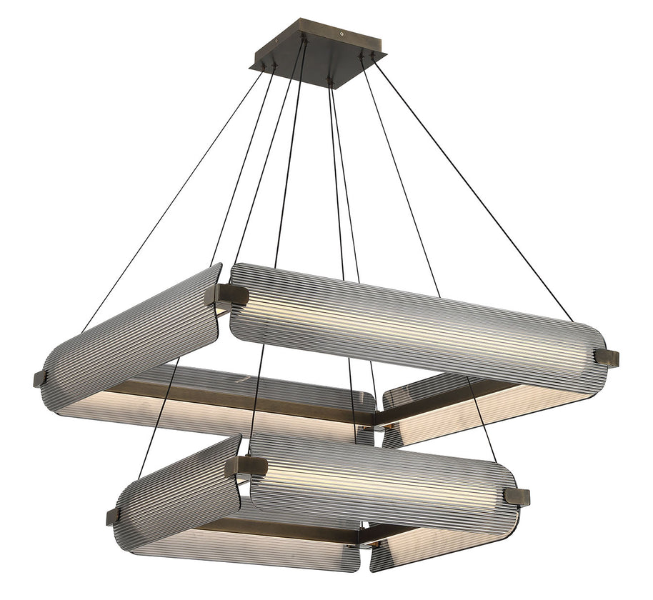NEONESS Luminaire suspendu DEL laiton patiné et verres 11 1/2'' H 50055