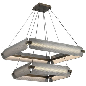 NEONESS Luminaire suspendu DEL laiton patiné et verres 11 1/2'' H 50055