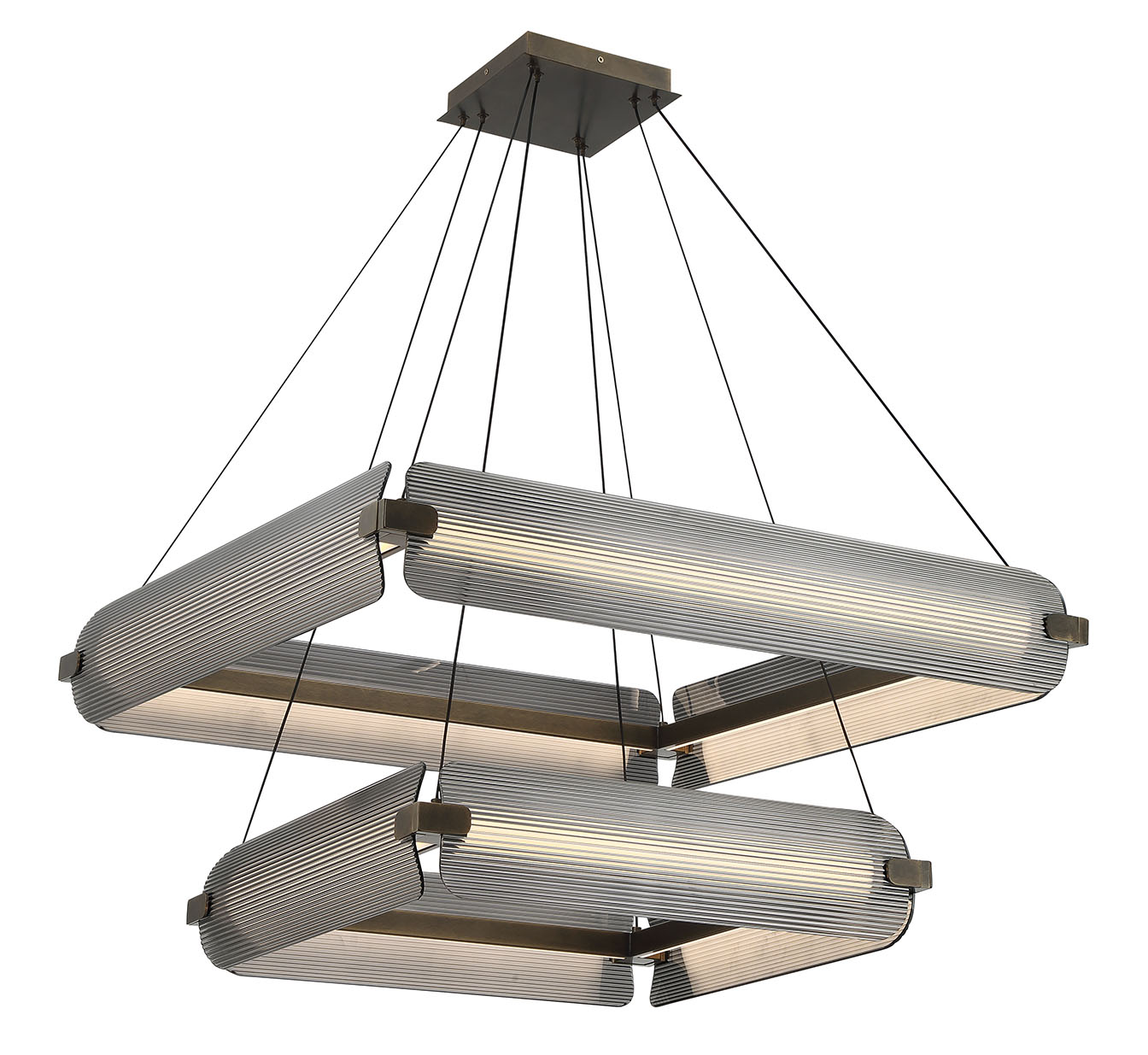 NEONESS Luminaire suspendu DEL laiton patiné et verres 11 1/2'' H 50055