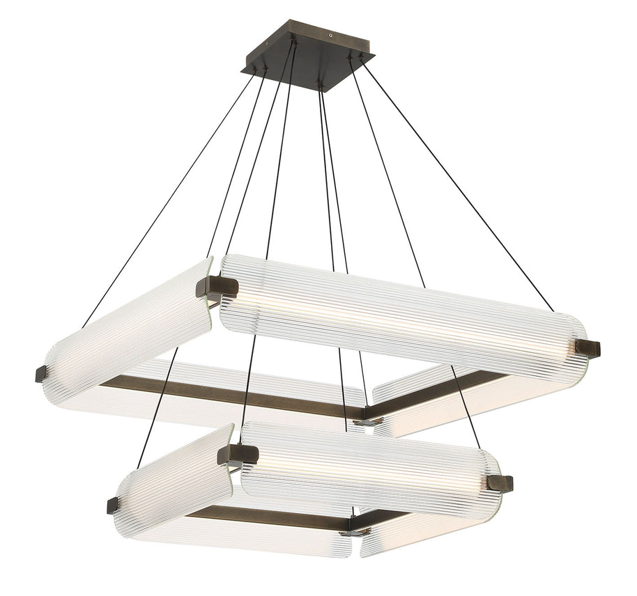 NEONESS Luminaire suspendu DEL laiton patiné et verres 11 1/2'' H 50055