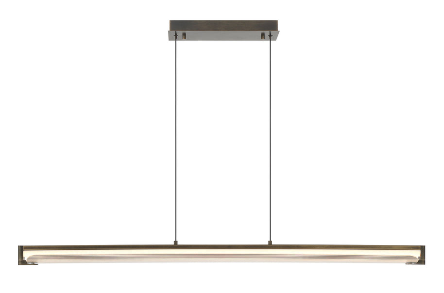 NEONESS Luminaire suspendu DEL fini laiton patiné et verre 50'' L 50059