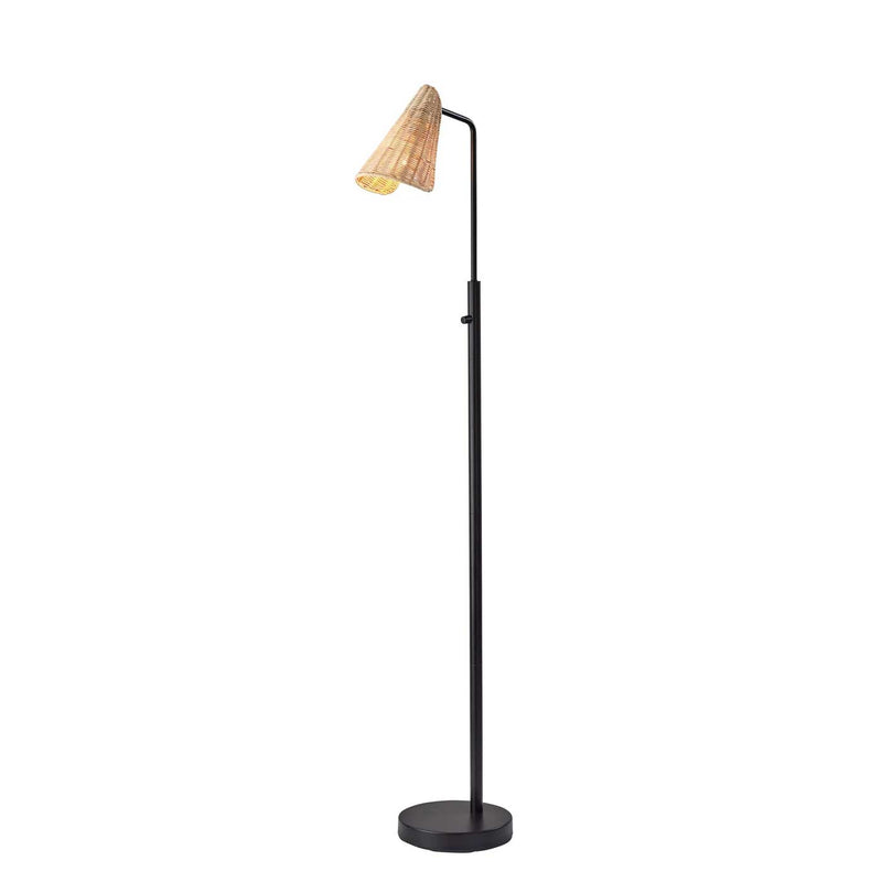 COVE lampe de plancher noir et rotin 5113-01