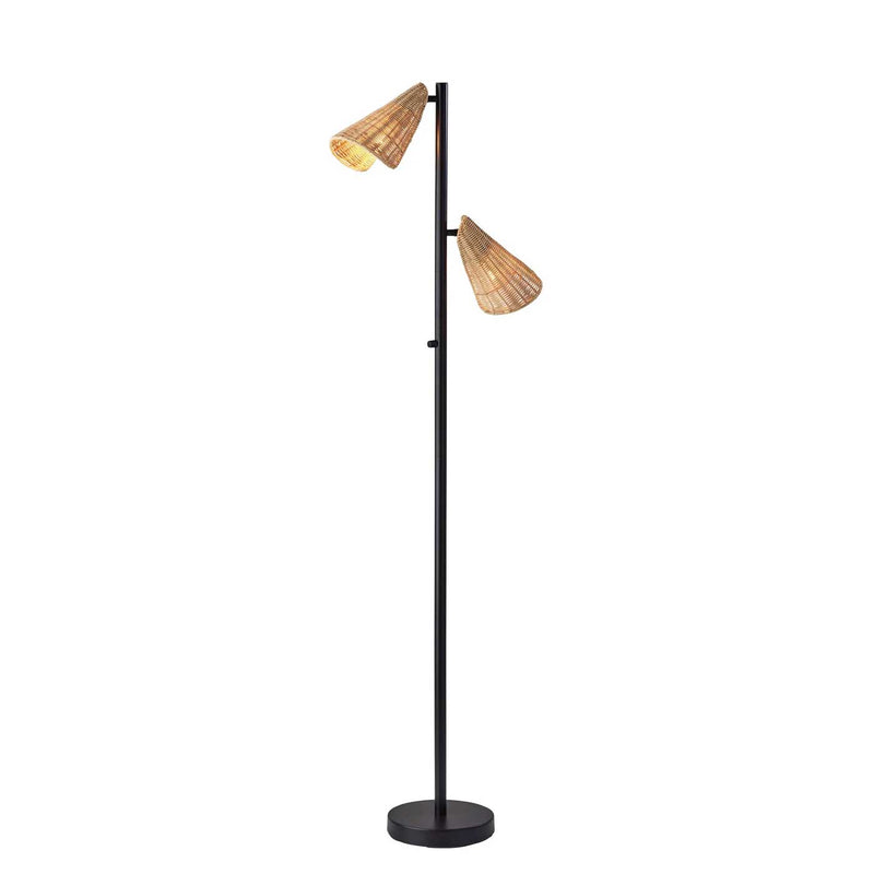 COVE lampe de plancher noir et rotin 5114-01