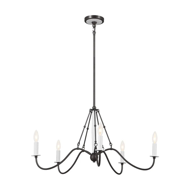 FREESIA luminaire suspension 32"D noir texturé et blanc 52455AVI