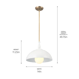 FIRA luminaire suspendu 14''D blanc et doré 52476WH