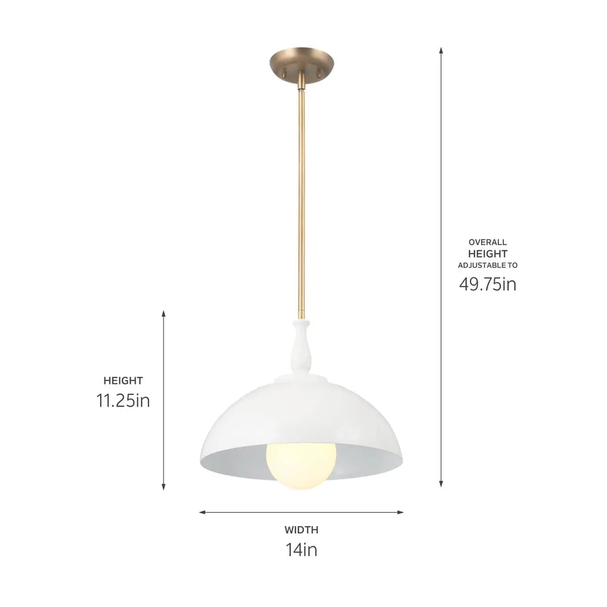FIRA luminaire suspendu 14''D blanc et doré 52476WH