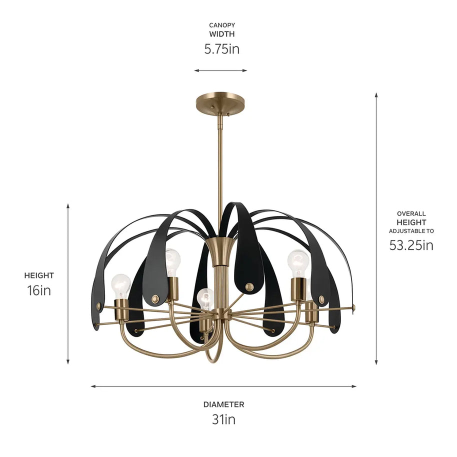 PETAL luminaire suspendu 32''D Blanc ou noir et doré 52572CPZ