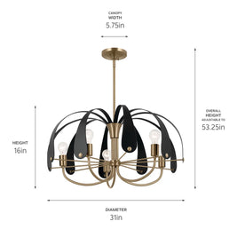 PETAL luminaire suspendu 32''D Blanc ou noir et doré 52572CPZ