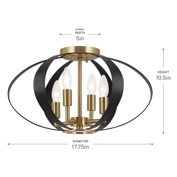 CECIL luminaire plafonnier 17 3/4"D doré et noir 52588CPZ