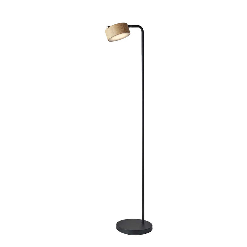 ROMAN lampe de plancher noir et bois 6107-01