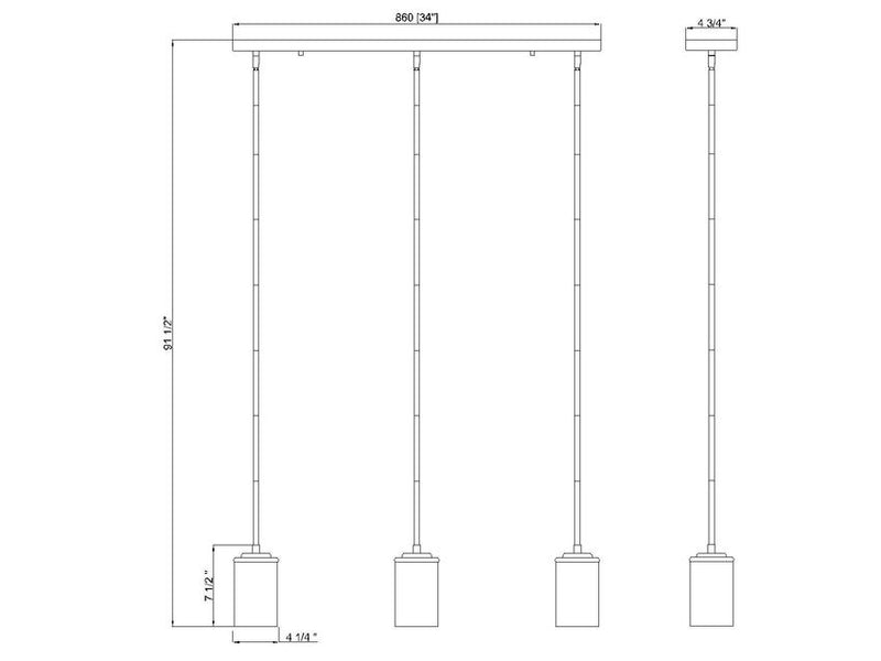 THAYER luminaire suspendu linéaire 34"L 742MP-3