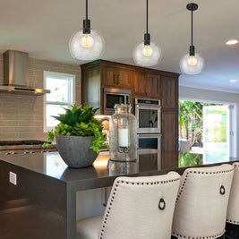 MARGO luminaire suspendu verre rond bullé 9 3/4'' | Luminaire Plus.ca