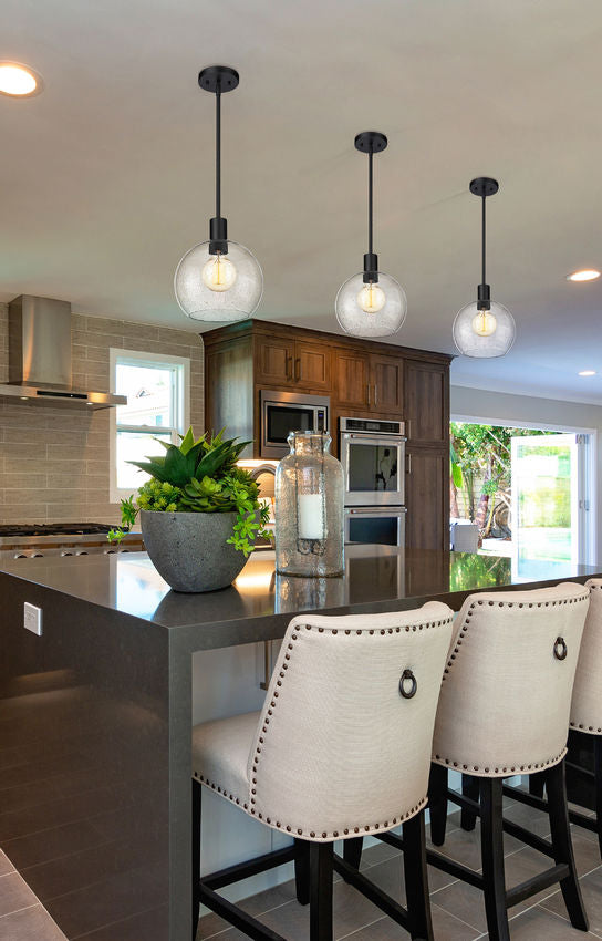 MARGO luminaire suspendu verre rond bullé 9 3/4'' | Luminaire Plus.ca