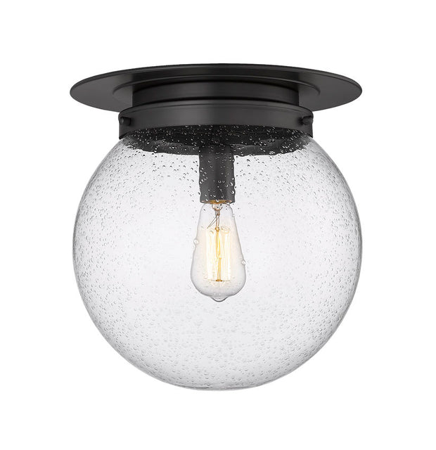 CALHOUN luminaire plafonnier 13"D noir et verre bullé 7506F13-MB