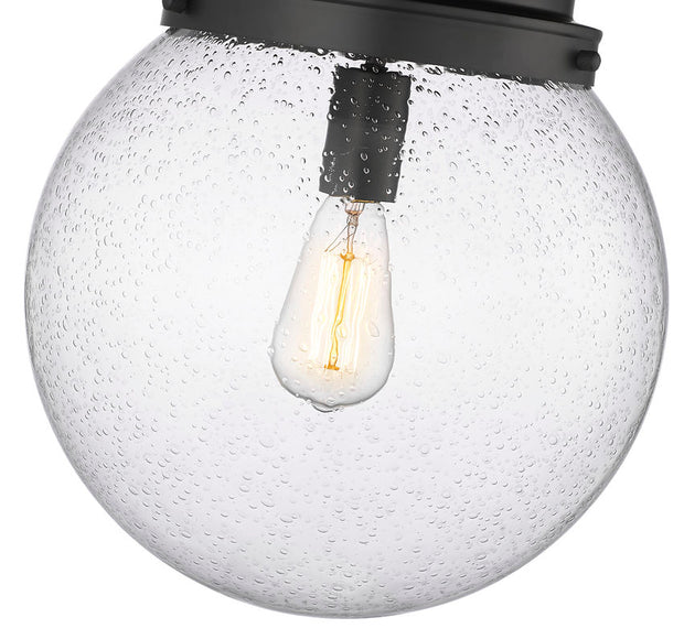 CALHOUN luminaire plafonnier 13"D noir et verre bullé 7506F13-MB