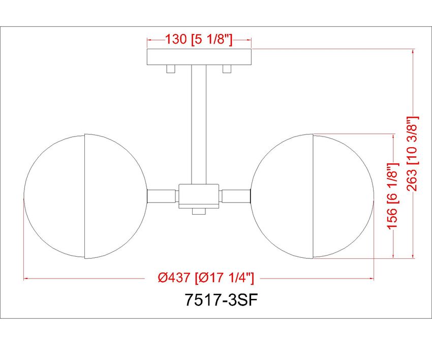 REALM SPHERE luminaire plafonnier 17''D nickel brossé 7517-3SF-BN