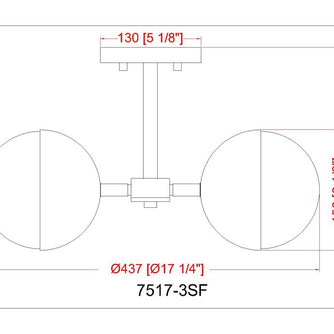 REALM SPHERE luminaire plafonnier 17''D nickel brossé 7517-3SF-BN
