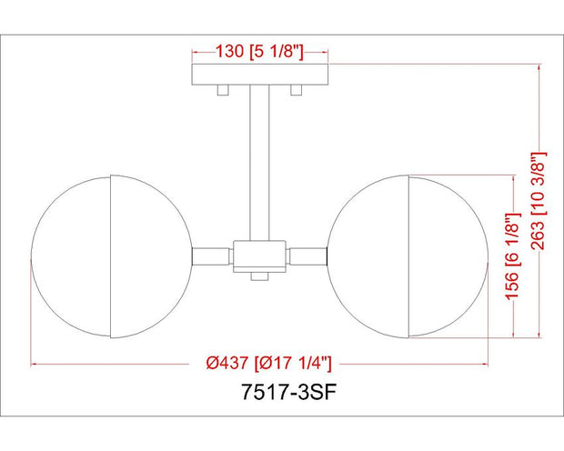 REALM SPHERE luminaire plafonnier 17''D nickel brossé 7517-3SF-BN