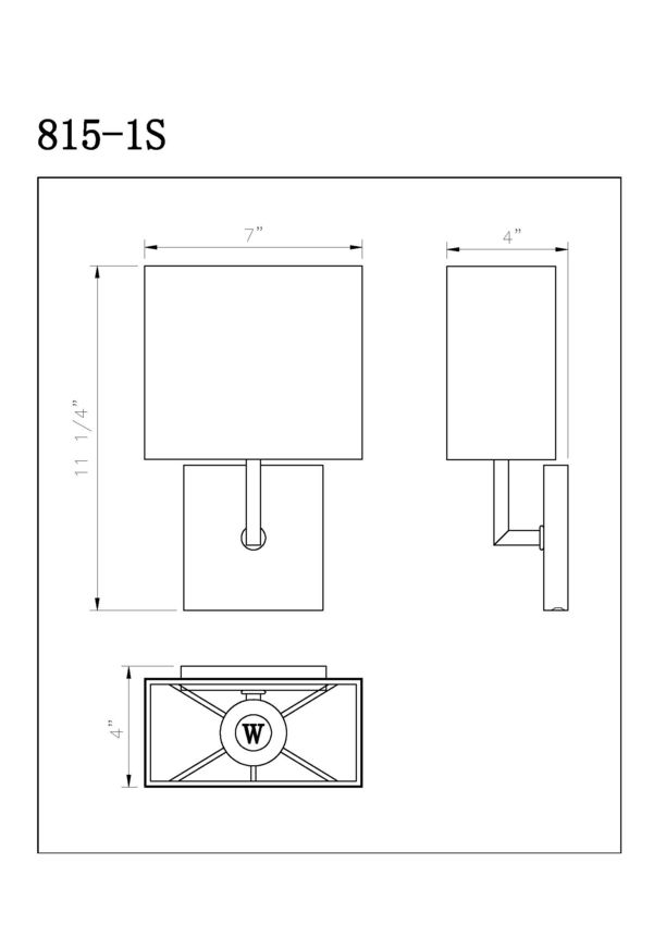 SAXON luminaire mural noir 11"H 815-1S-MB
