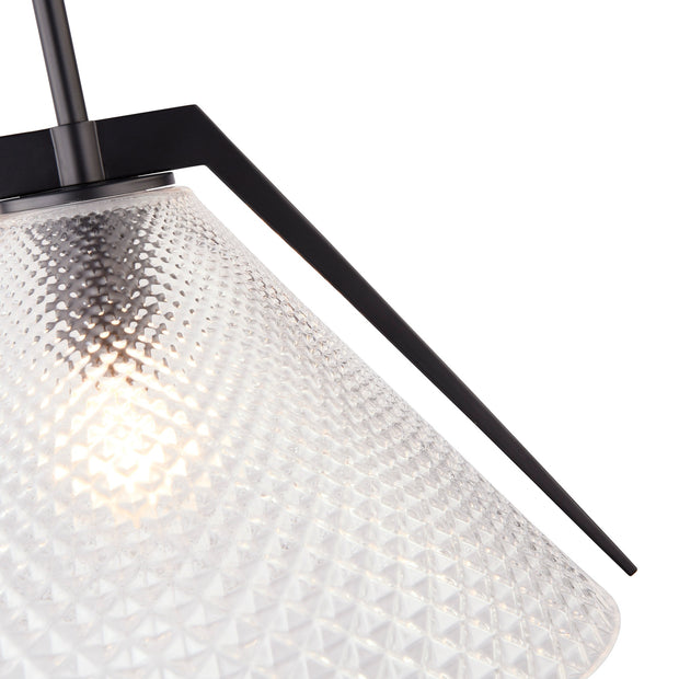 BALTIC luminaire suspension 15"D noir et verre AC11911BK