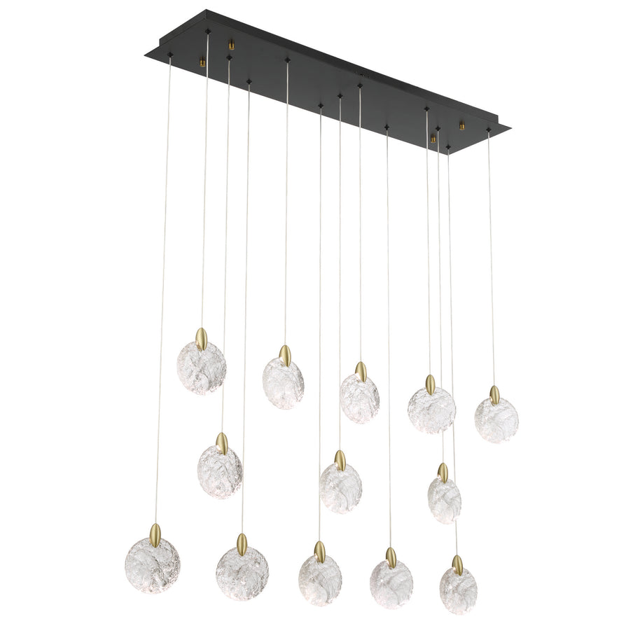 SNOWFLAKE luminaire suspendu verre glacier , doré et noir AC12154BB