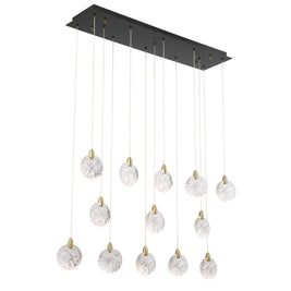 SNOWFLAKE luminaire suspendu verre glacier , doré et noir AC12154BB